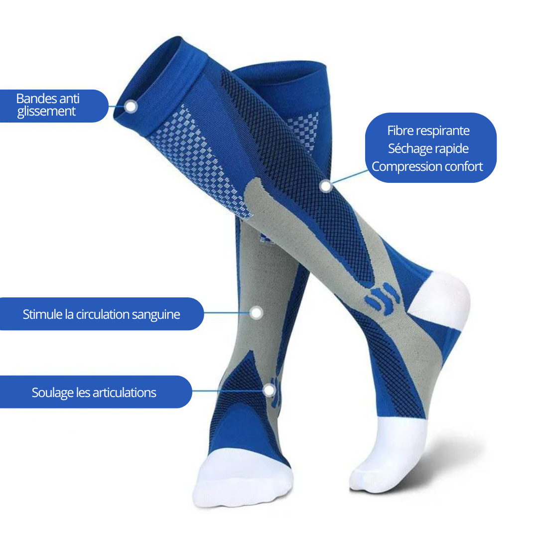 Chaussettes de compression - Activent la circulation & Soulagent les douleurs